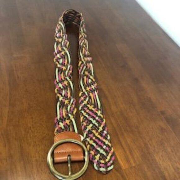 Fossil Woven Multicolor Leather Buckle Belt Size M. - Picture 4 of 16